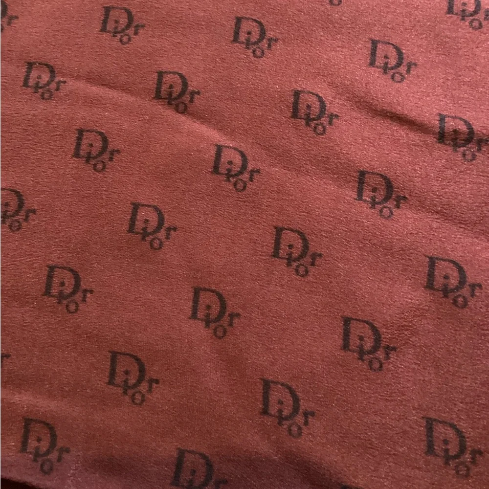 Dior Burgundy and Cream Logo Silk Scarf